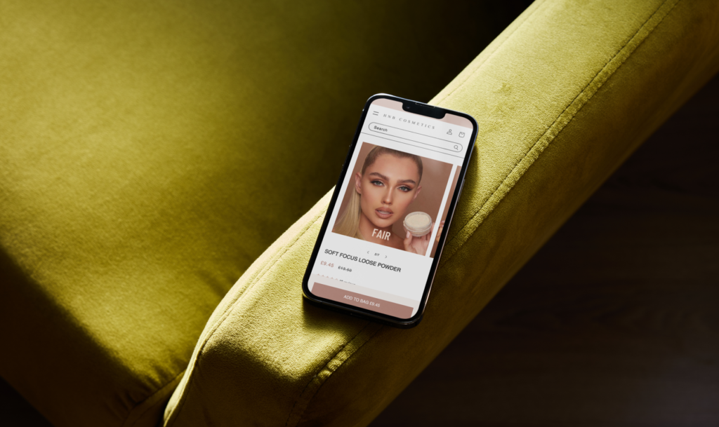 HNB Cosmetics website design mockup by Revo