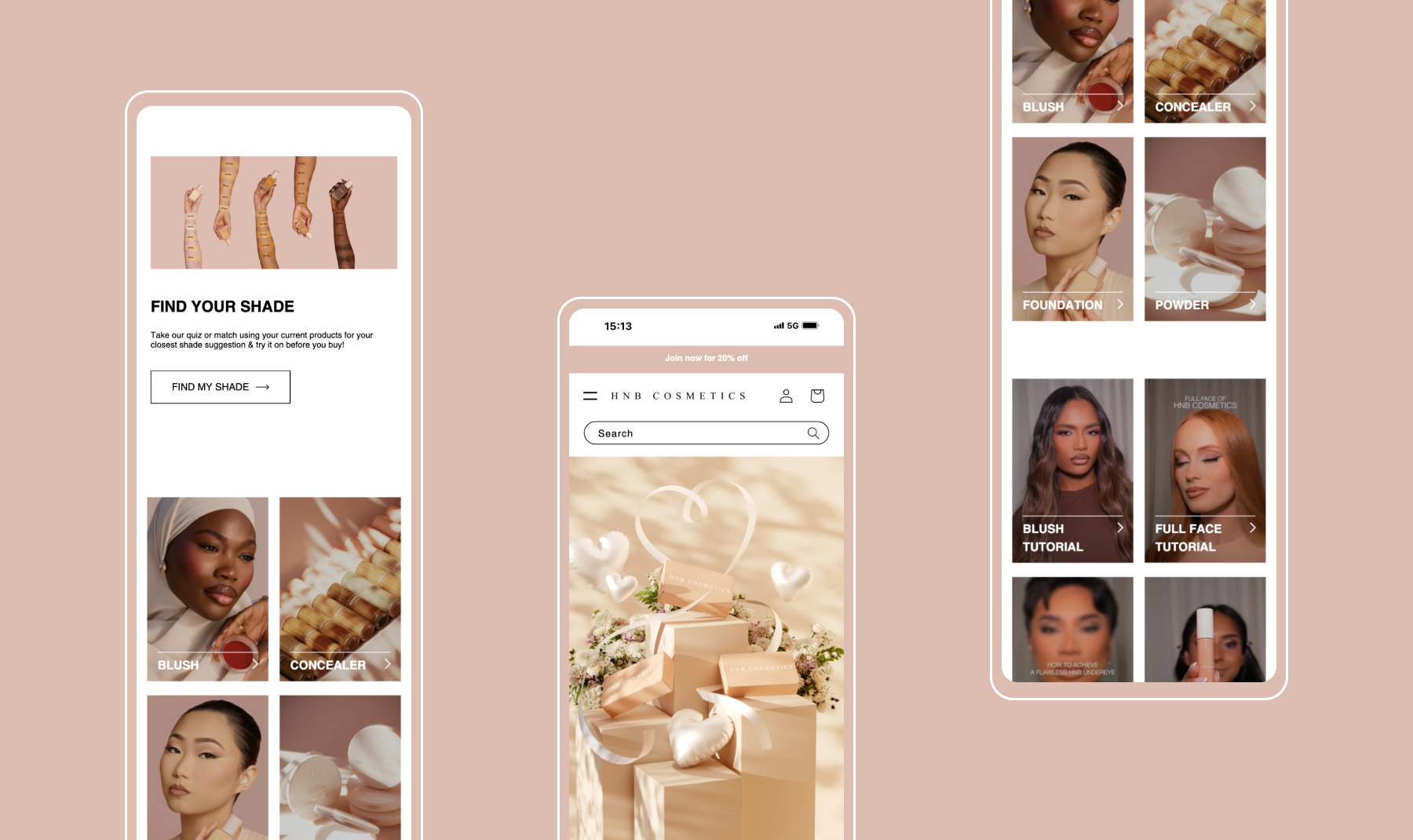 HNB Cosmetics website design mockup by Revo