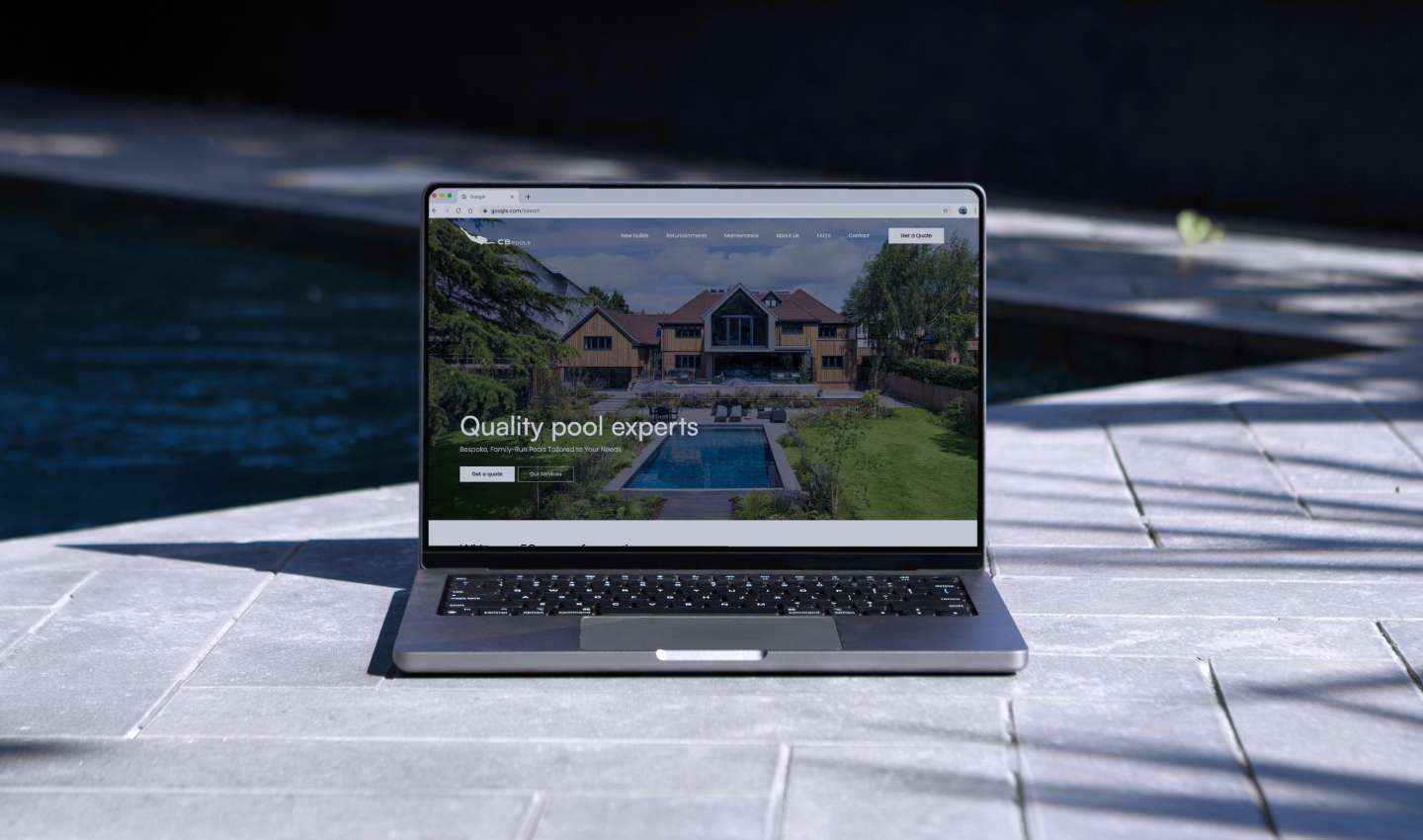 CB Pools website header design by Revo