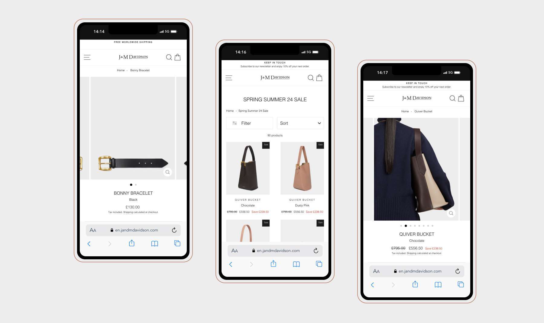 J and M Davidson mobile website mockup by Revo