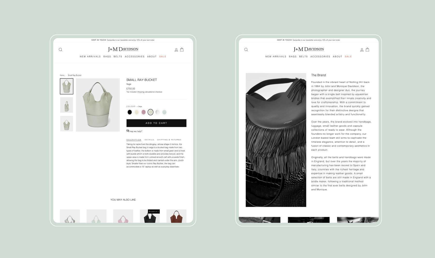 J and M Davidson tablet website mockup by Revo