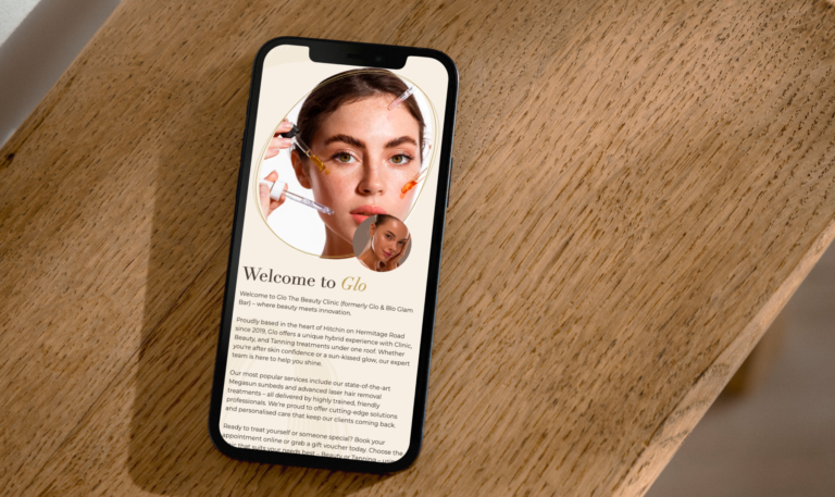 Glo The Beauty Clinic website design mockup by Revo