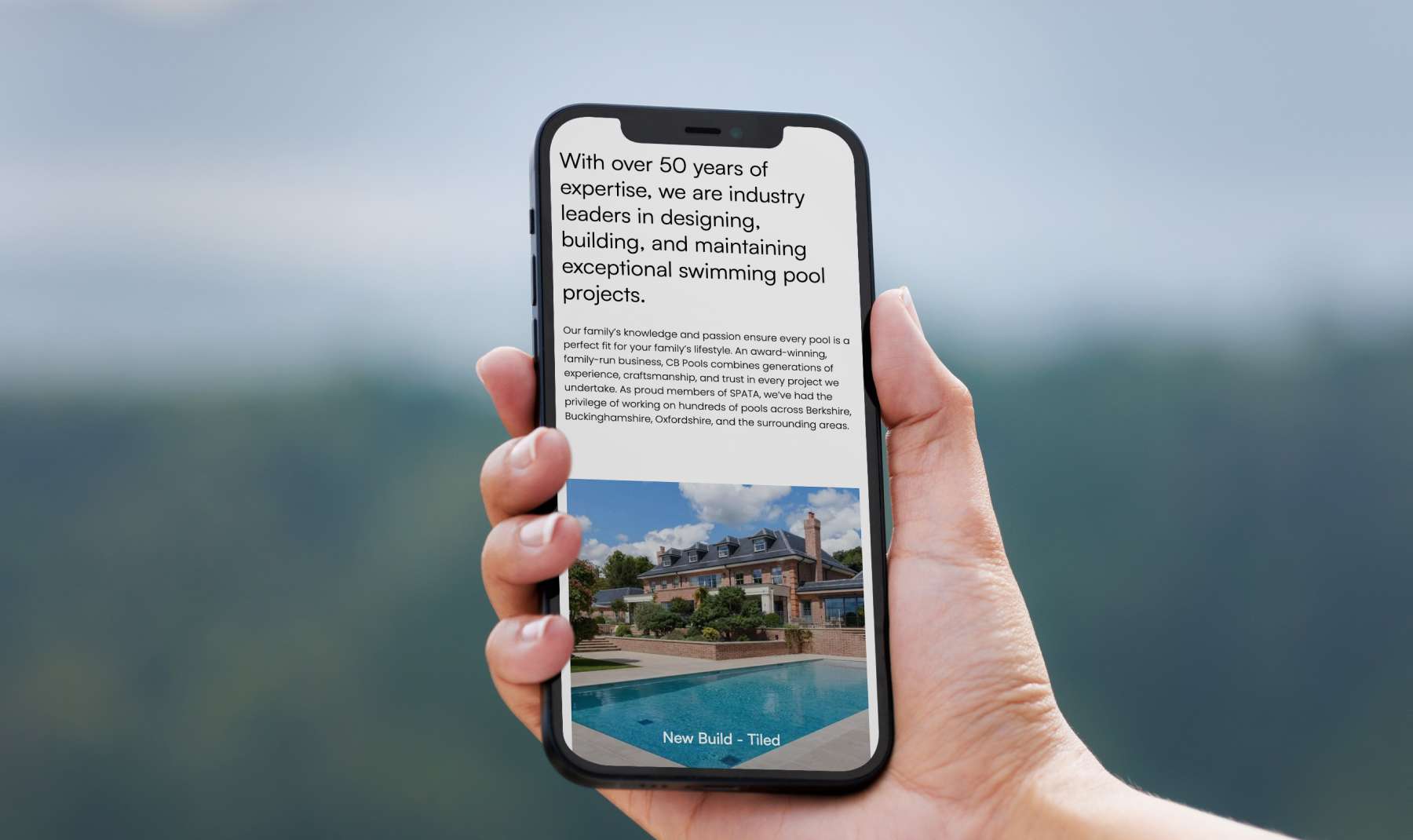 CB Pools website design mockup by Revo