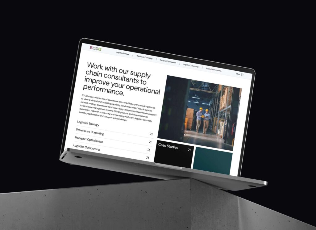 SCCG website shown on a laptop by Revo