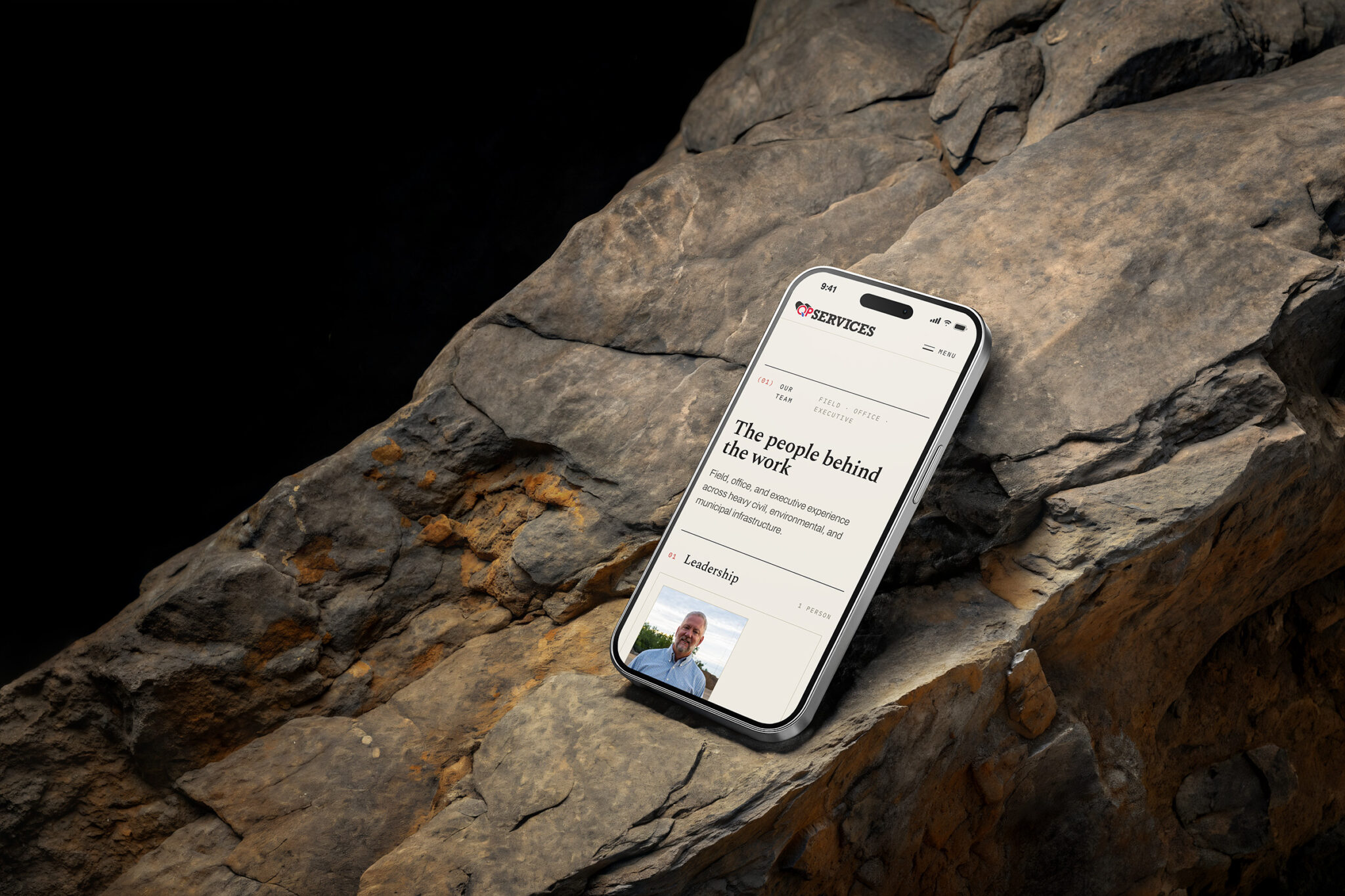 QP Services team page on a phone: the people behind the work